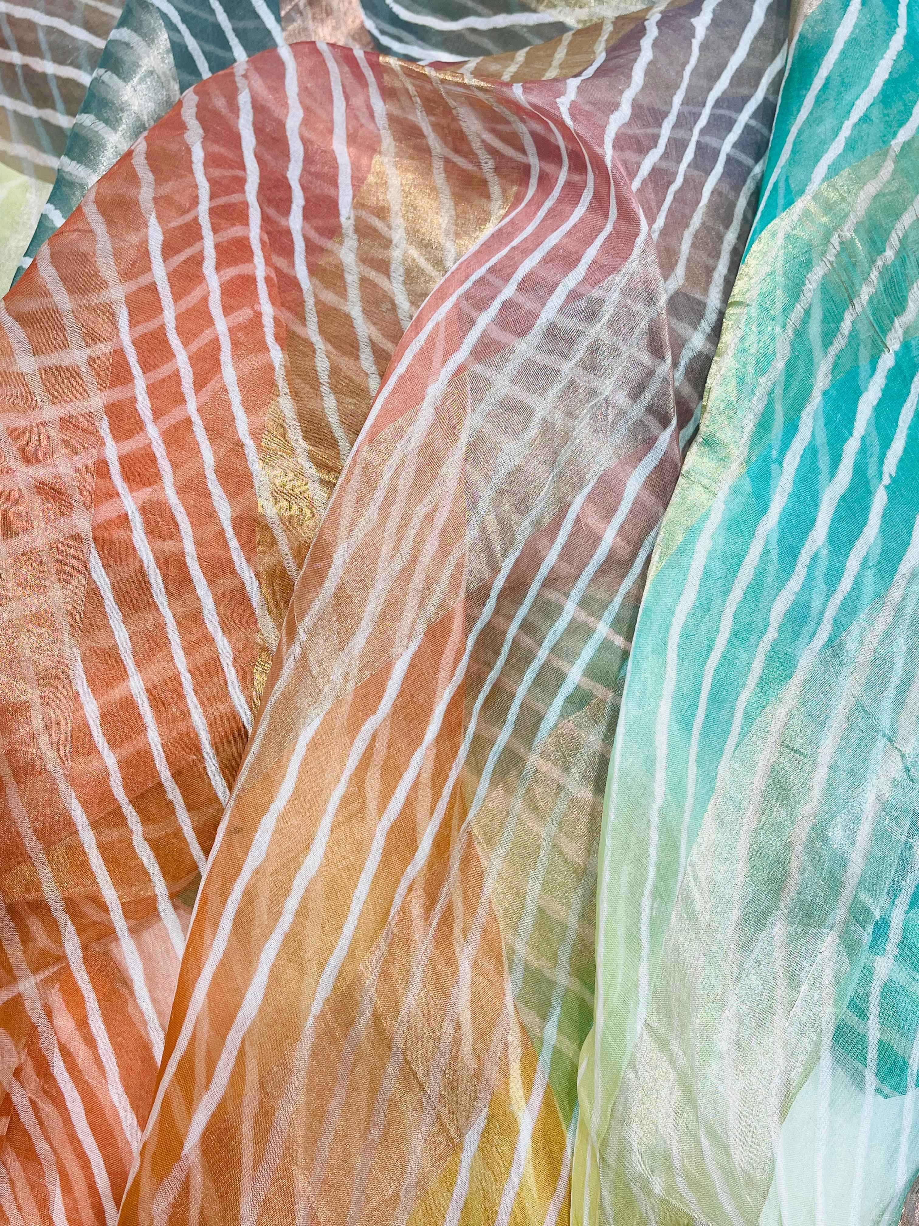 K.R KASAT - Multicolour Leheriya Material